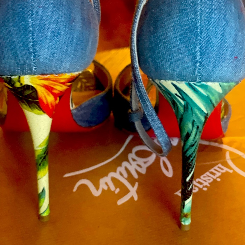 Christian Louboutin Sandals Senora 100 Jeans/calf Hawaii size 37.5.
